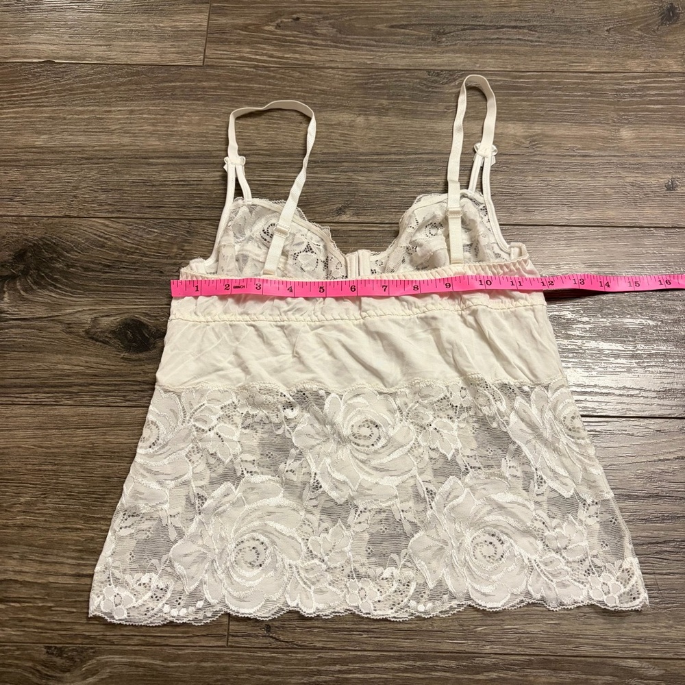 90s European Vintage Nina von C Rose Lace Corset Cami Top (Ivory) Size S/M - Picture 7 of 7